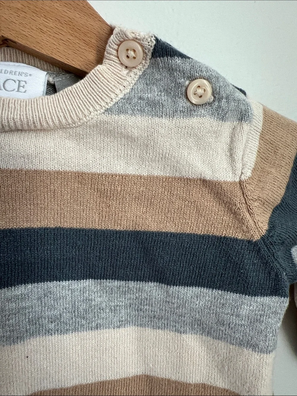 The Children's Place | Baby Striped Knit Sweater Beige, Navy & Gray Size 6-9 M